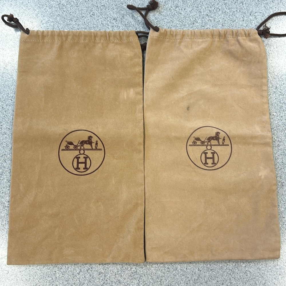 HERMES set of TWO VELVETY STORAGE BAGS shoes, purses, luxury items